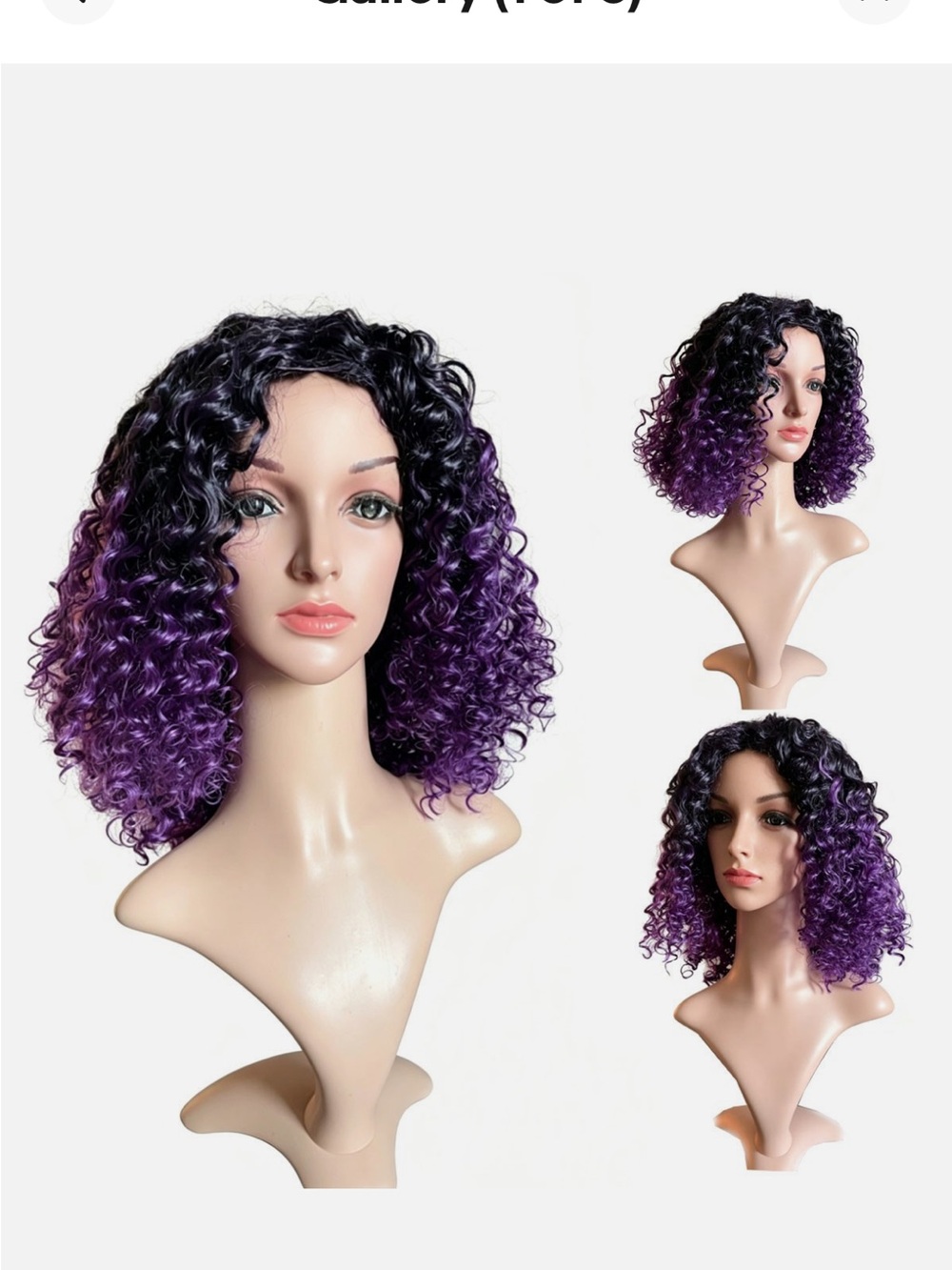 Afro Short Curly Black Ombre Purple Synthetic Hair Wig for Women Every day Wear